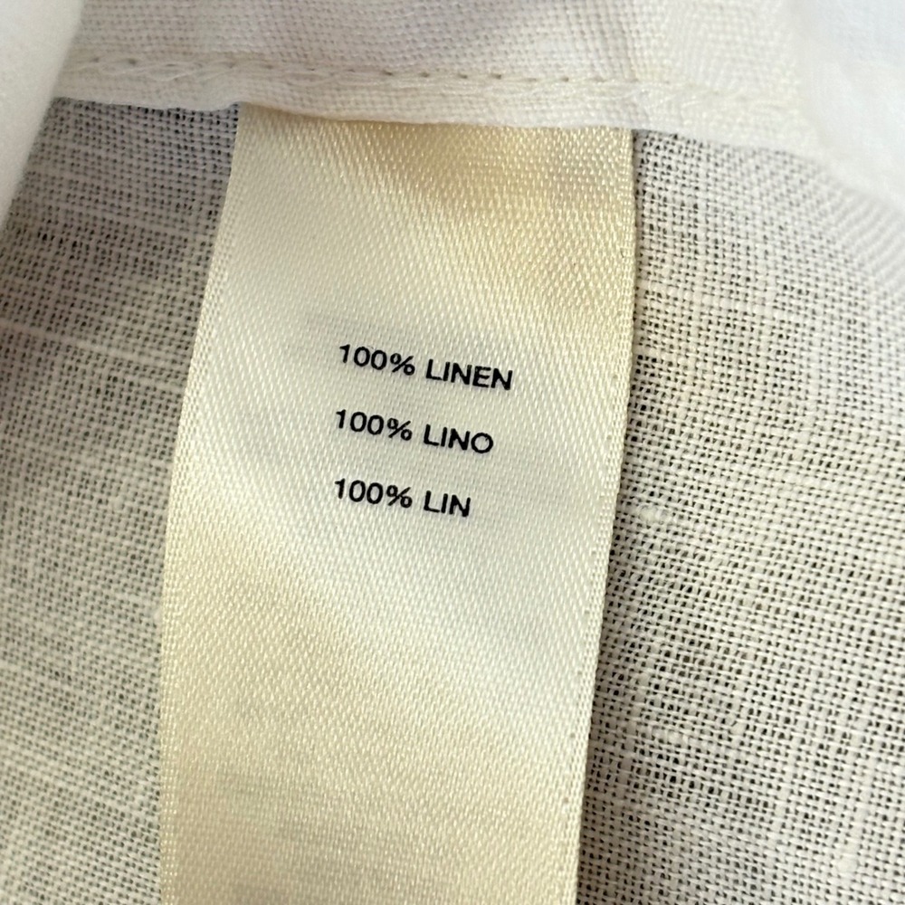 Chico's Linen Shirt Womens 1P M/8 White Lydia No Iron Tie Front Classic NWT - Picture 12 of 13